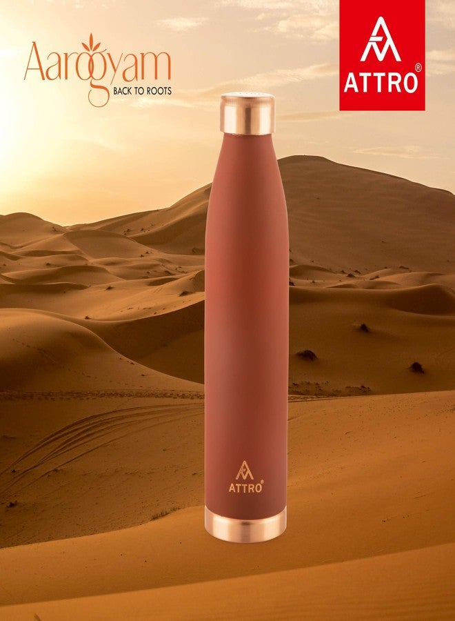 Attro Setu 1000ml Copper Bottle Matte Finish Authentic Bottle Improve Your Immunity, Brain, Nervous System & Healthy Skin Natural Ayurveda Benefits-Rust Orange - Image 2